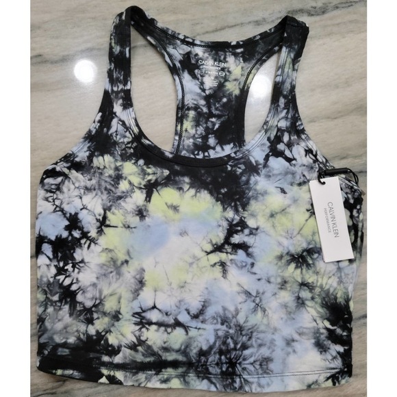 Calvin Klein Tie Dyed Cropped Racerback Top Large - Picture 10 of 13